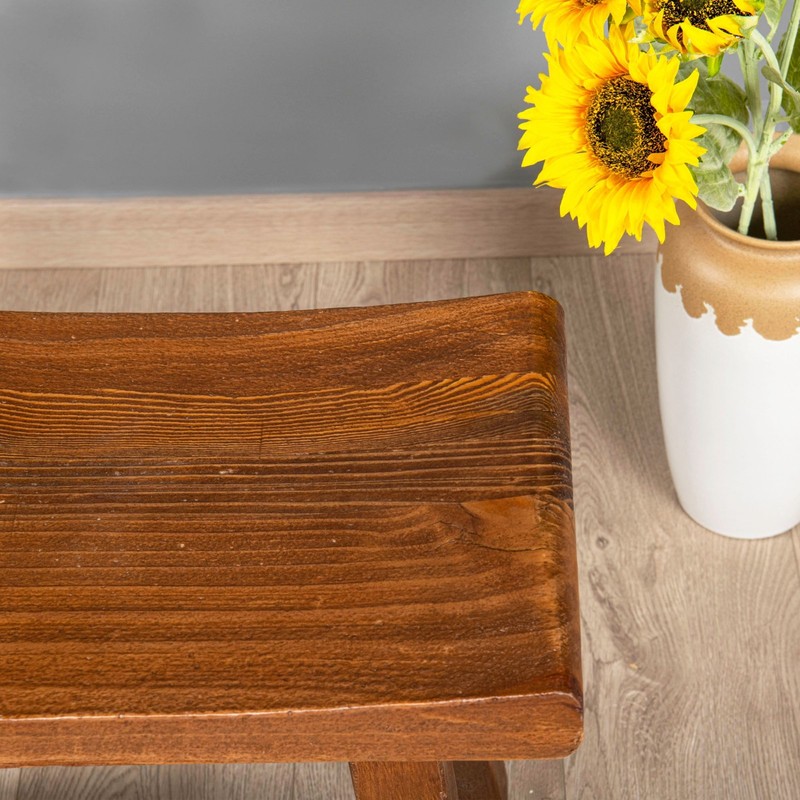 Rustic Old Pine Wooden Stool Bench Side Table Farmhouse Bedside Table 18.5" H gallery