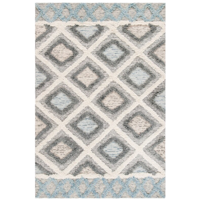 Hand Tufted 100% NZ Wool Rug Handmade Loop and Cut Pattern Woolen Area Rug gallery