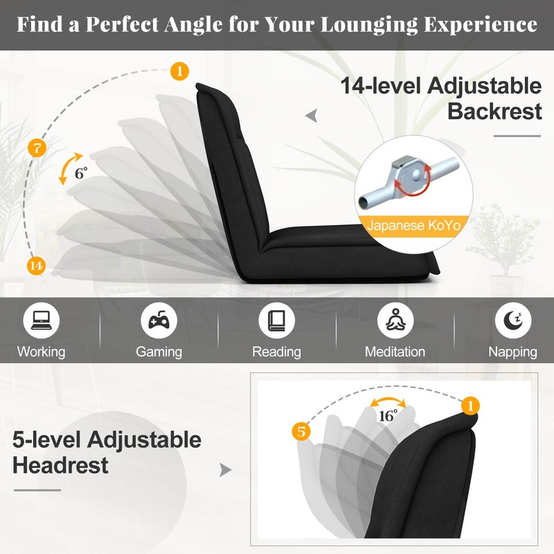 Folding Floor Chair Convertible Lazy Sofa Chair with Adjustable Backrest gallery