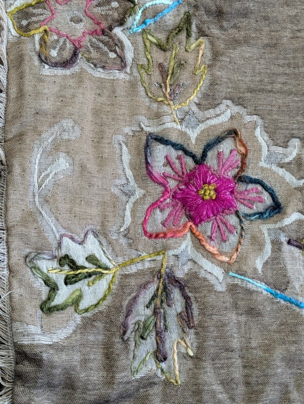 Soft Surroundings 26" Boho Wool Blend Floral Cottagecore Euro Sham Fringe gallery