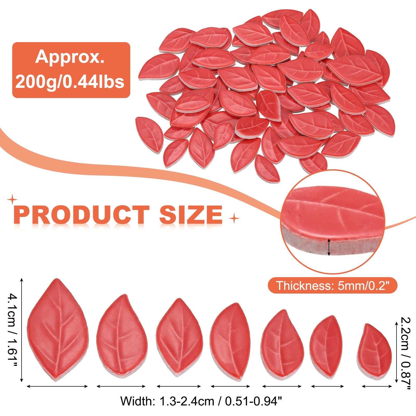 For home decoration, ceramic mosaic tiles leaves 0.44LB, red gallery
