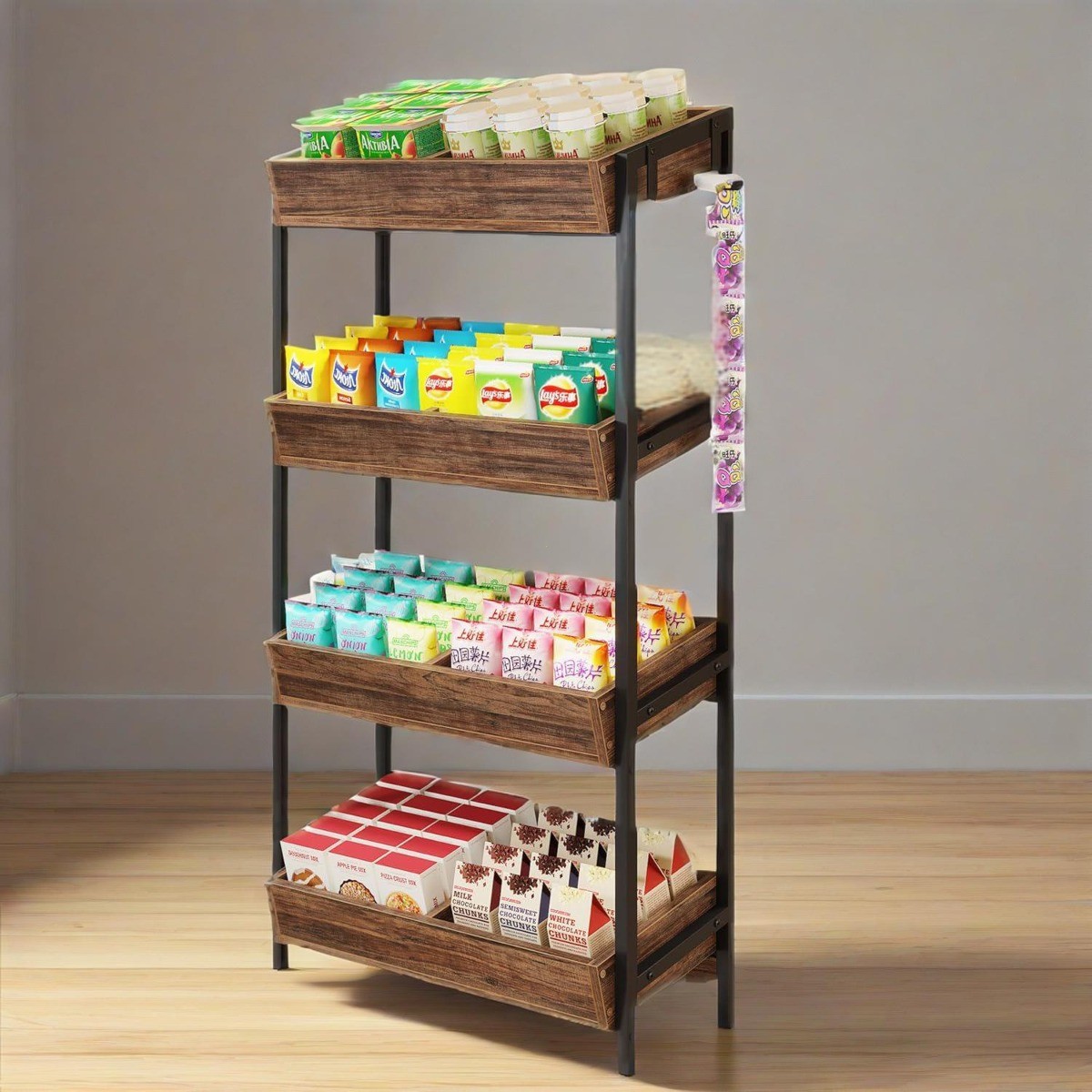 Industrial 4-Tier Storage Shelf, Open Rack for Kitchen, Living Room & Home gallery