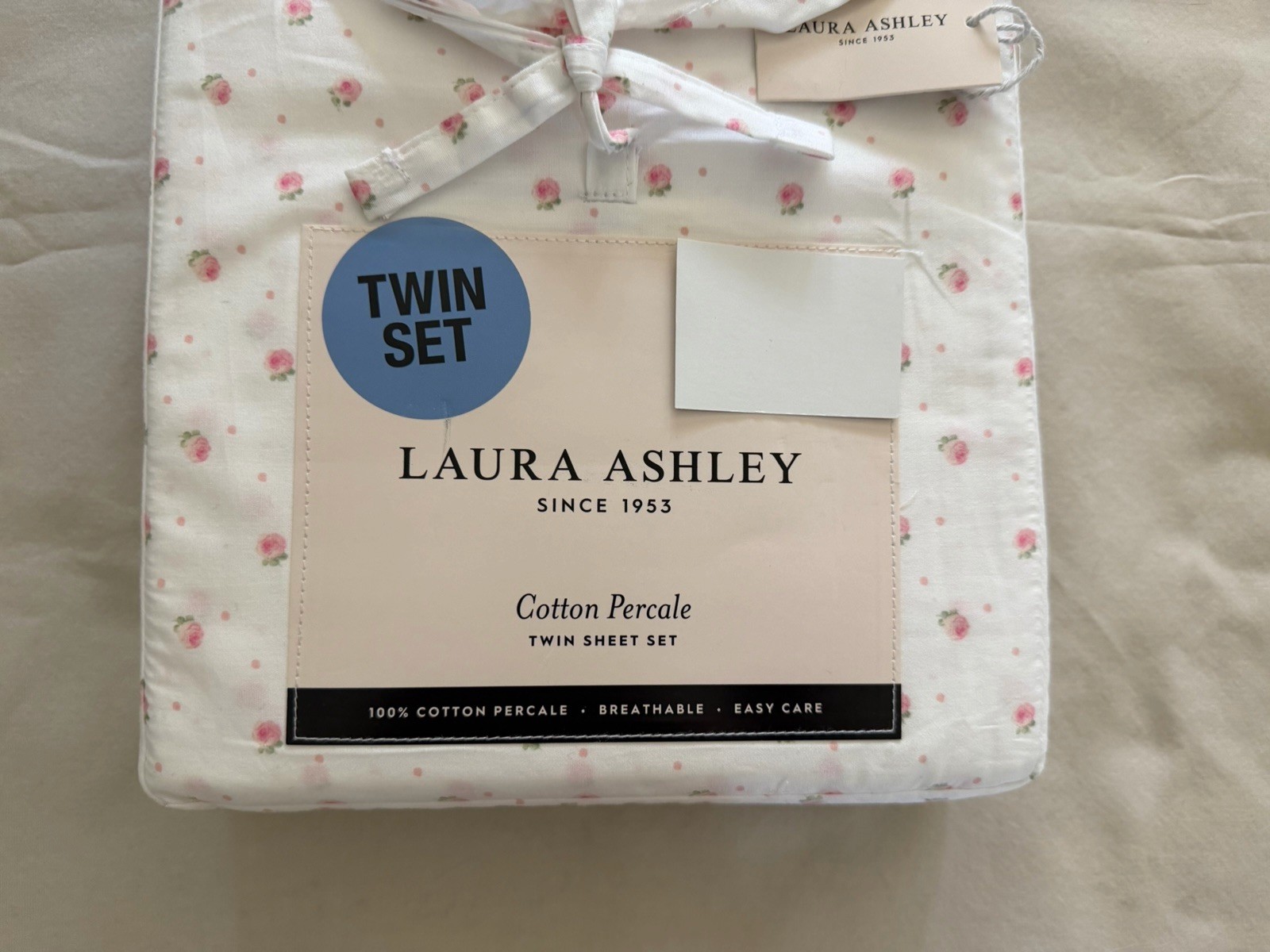 NEW 3pc Laura Ashley Twin Sheet Set Petite Floral Buds SWEET CONFECTION Pink gallery