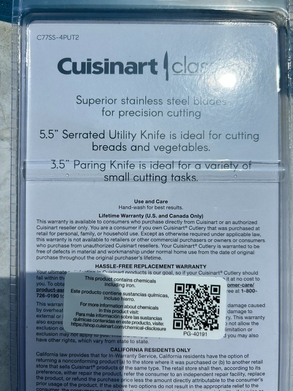 Cuisinart Classic Two Piece Knife Set 5.5" Utility & 3.5" Paring New gallery