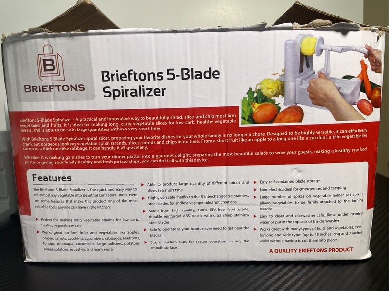Brieftons 5-Blade Spiralizer Vegetable & Fruit Spiral Slicer Kit #BR-5B-02 gallery