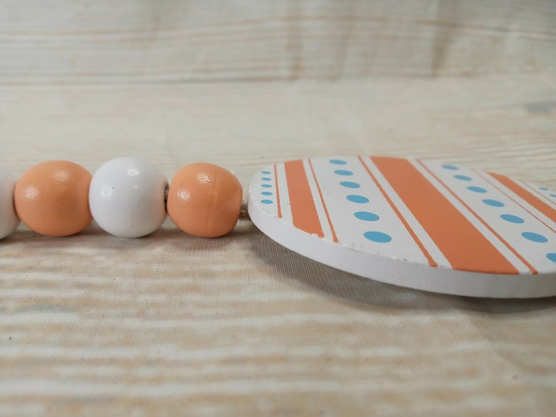 New! Orange Spring Easter Egg Small Wood Bead Garland Tier Tray Farmhouse Decor gallery
