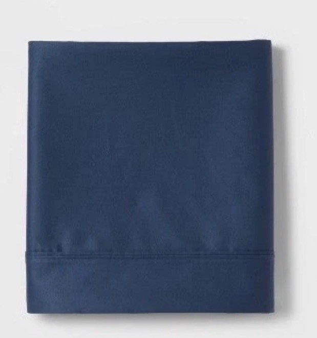 Threshold KING 400 Thread Count Performance Flat Sheet Graphite Blue NEW gallery