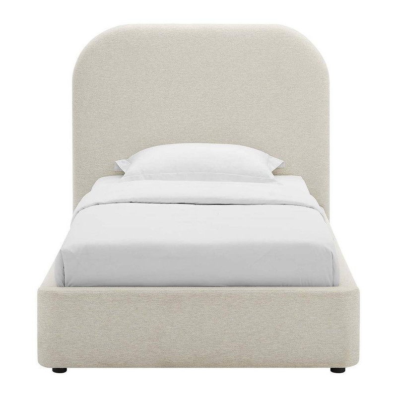 Keynote White Frame Twin Platform Bed with Upholstered Fabric gallery