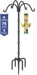 Upgrade 4-Hook Shepherds Hooks for Outdoor with Plastic Tube, 76″ Heavy Duty Bir