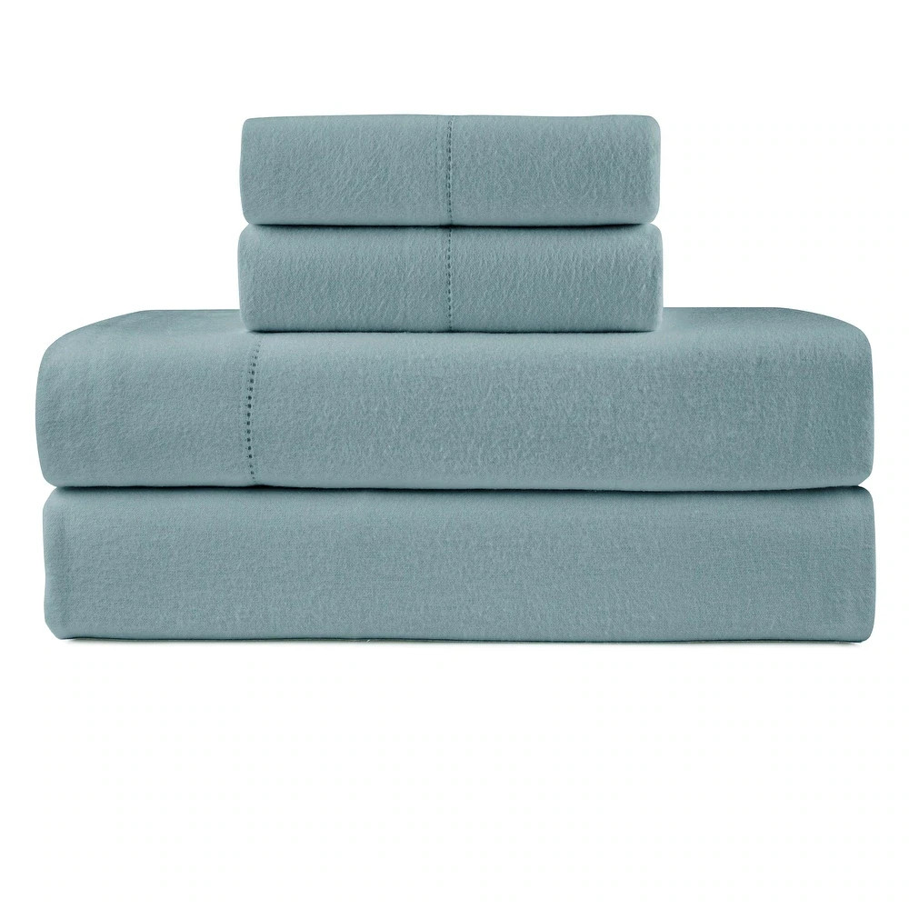 Pointehaven Solid Cotton 180 GSM Deep Pocket Oversized Brushed Flannel Sheet Set