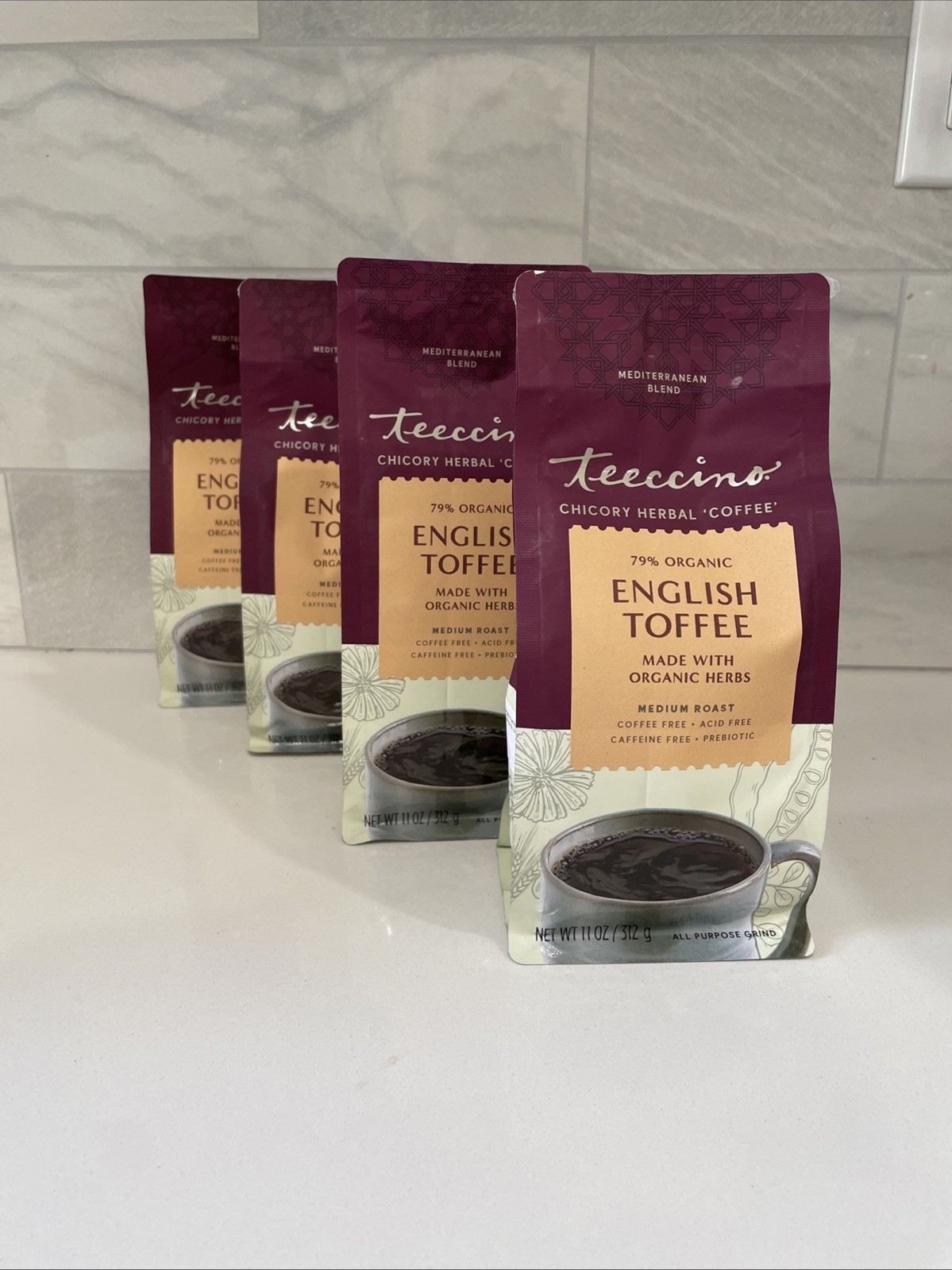English Toffee Chicory Coffee Alternative, 11 Ounce - Ground Herbal Coffee X4 gallery
