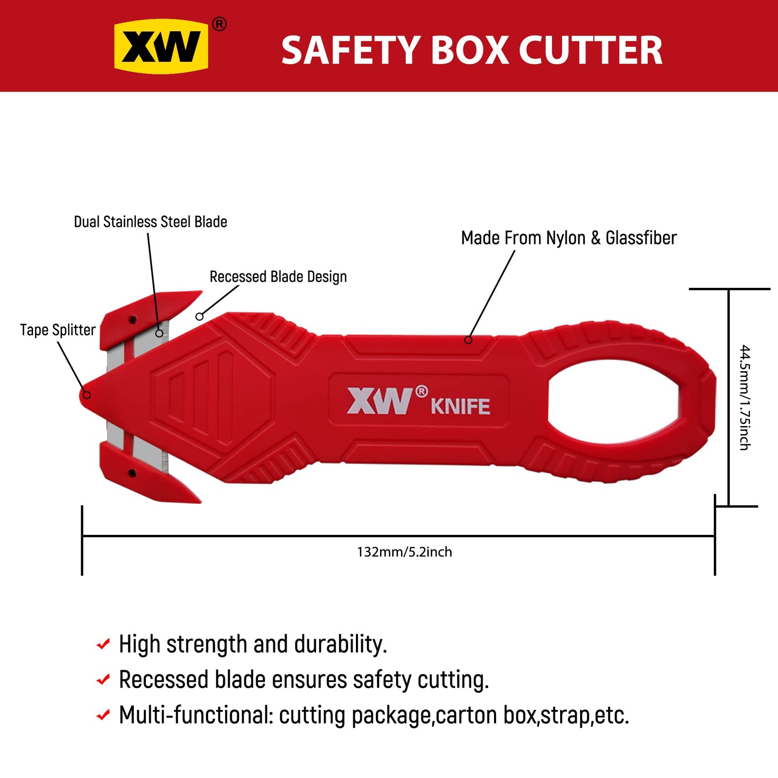 XW Safety Box Cutter, Carton and Package Opener of Assorted Colors, Red, Blue gallery