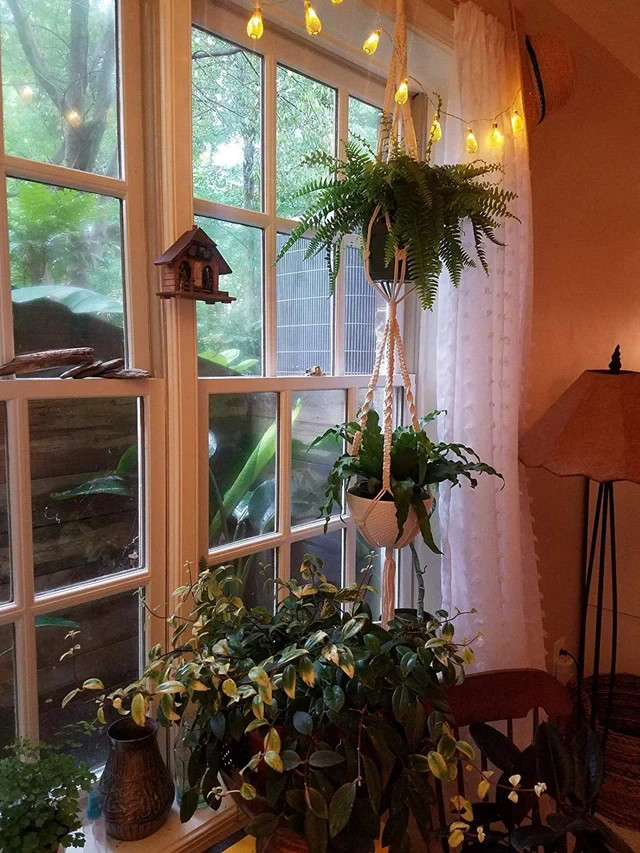 2-Tier Macrame Plant Hanger Handmade Cotton Rope Hanging Planter for Outdoor gallery