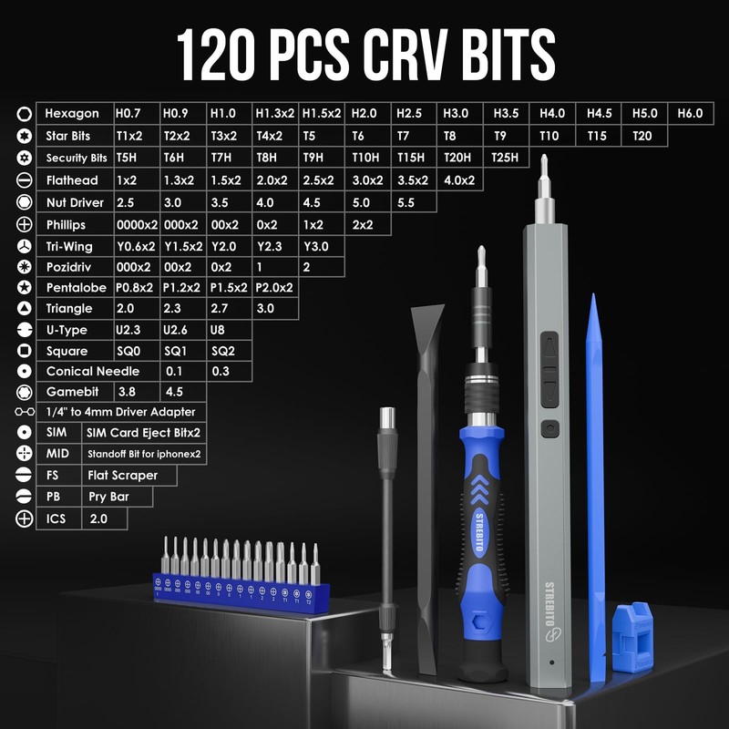 Electric Screwdriver, 144-in-1 Precision Screwdriver Set, 120 Magnetic Bits, ... gallery