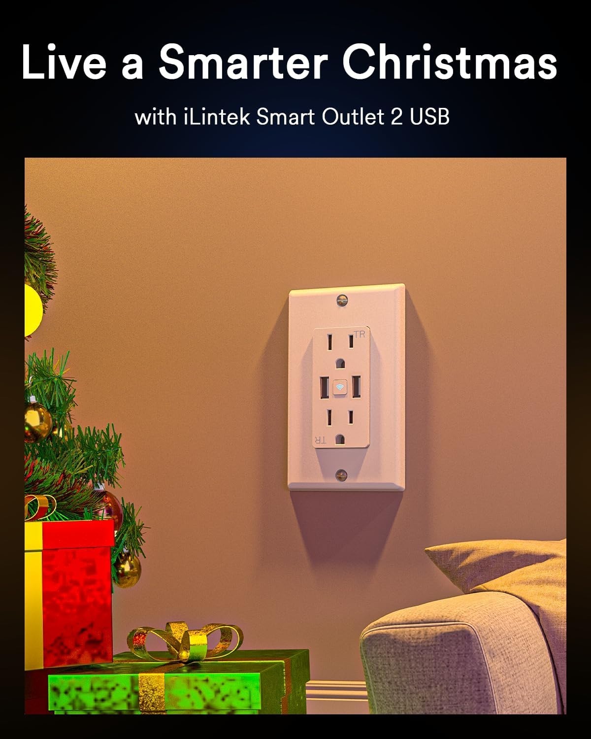 NEW In Wall Smart Outlet 2 USB Ports 2 Plugs 15 Amp ETL FCC Alexa Google gallery