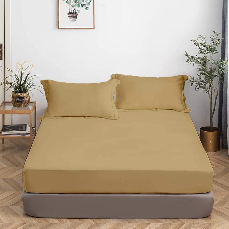 600 THREAD COUNT US~ ALL SIZE 100% EGYPTIAN COTTON BEIGE SOLID gallery