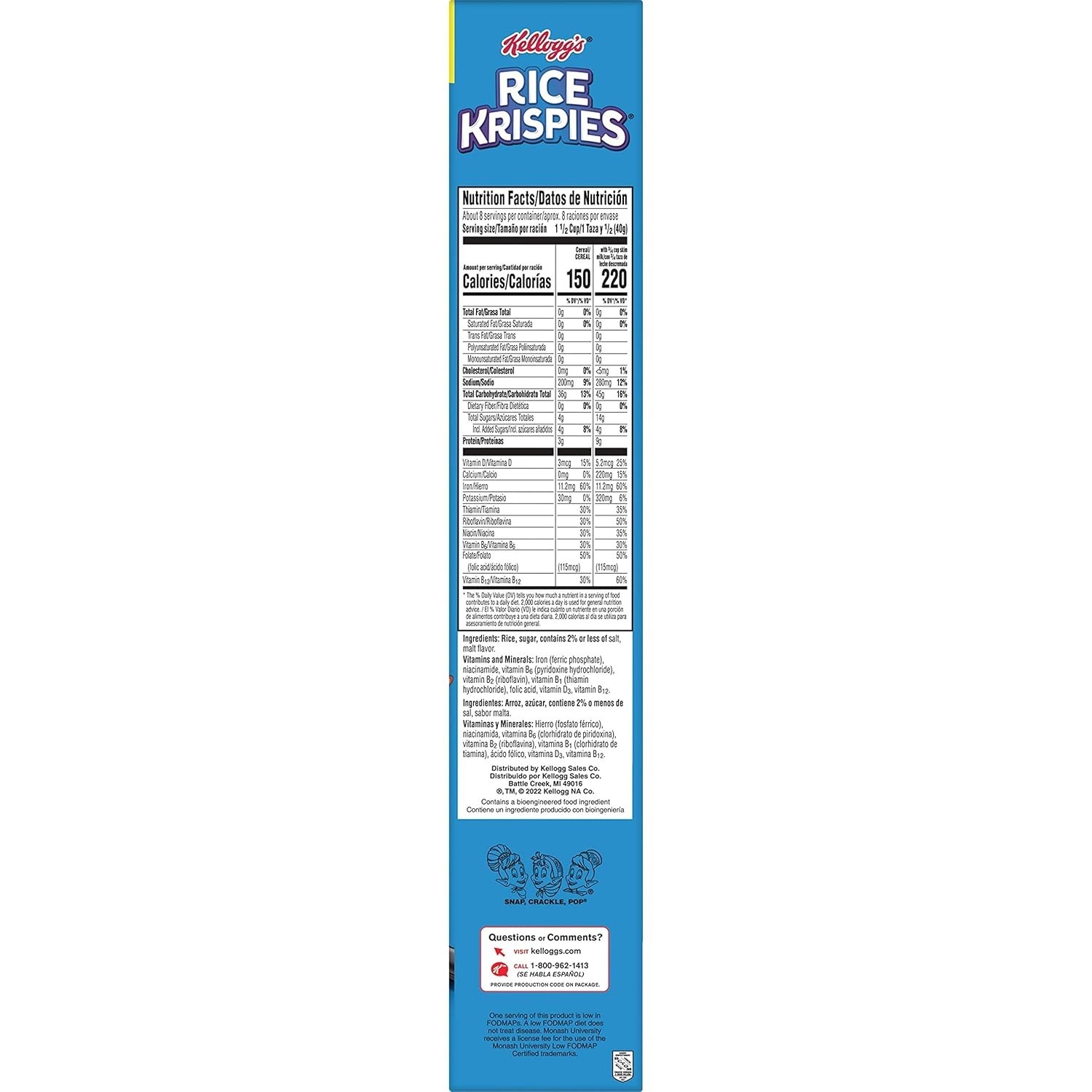 Kellogg's Rice Krispies Cold Breakfast Cereal, 8 Vitamins and Minerals, - 12Oz gallery