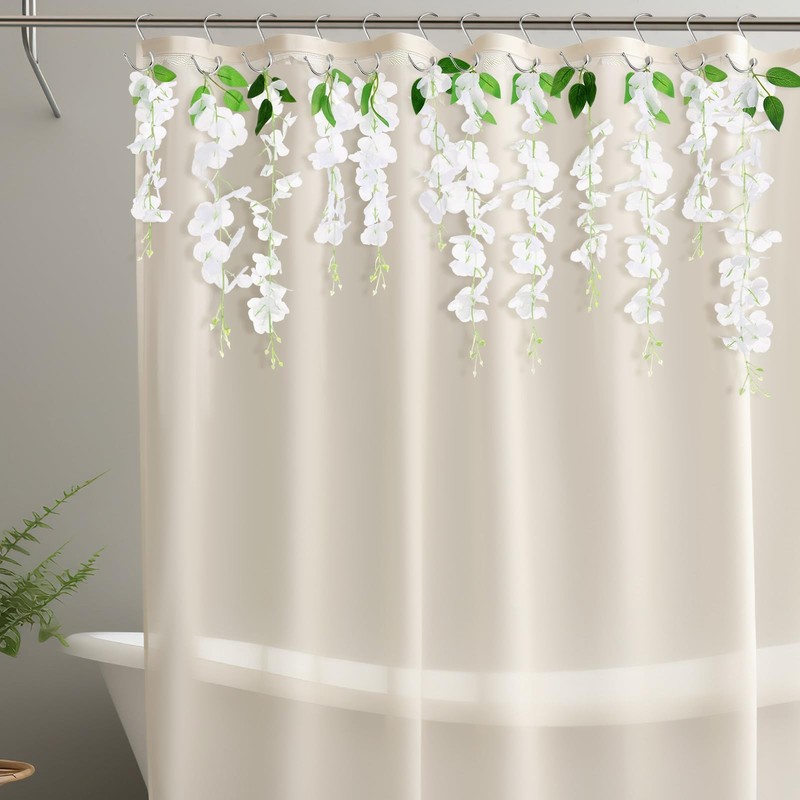 12 Pack Spring Wisteria Flower Shower Curtain Hooks Decorative Floral Rings gallery