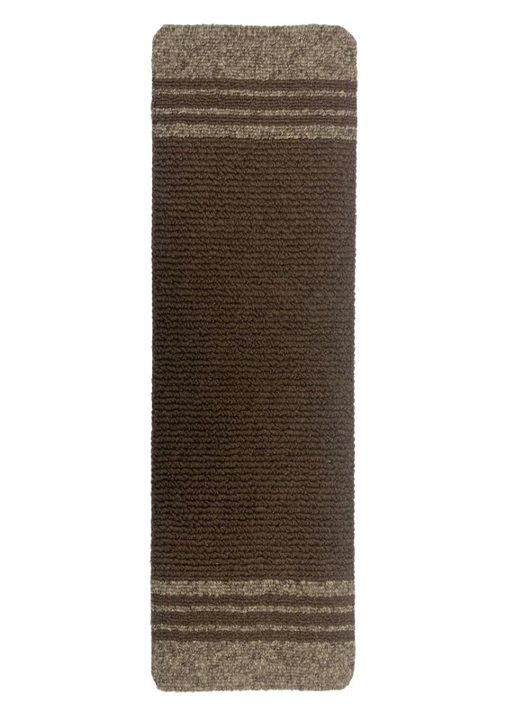 Custom Size Low Profile Loop Pile Beige Bordered Brown Stair Treads By Inches gallery