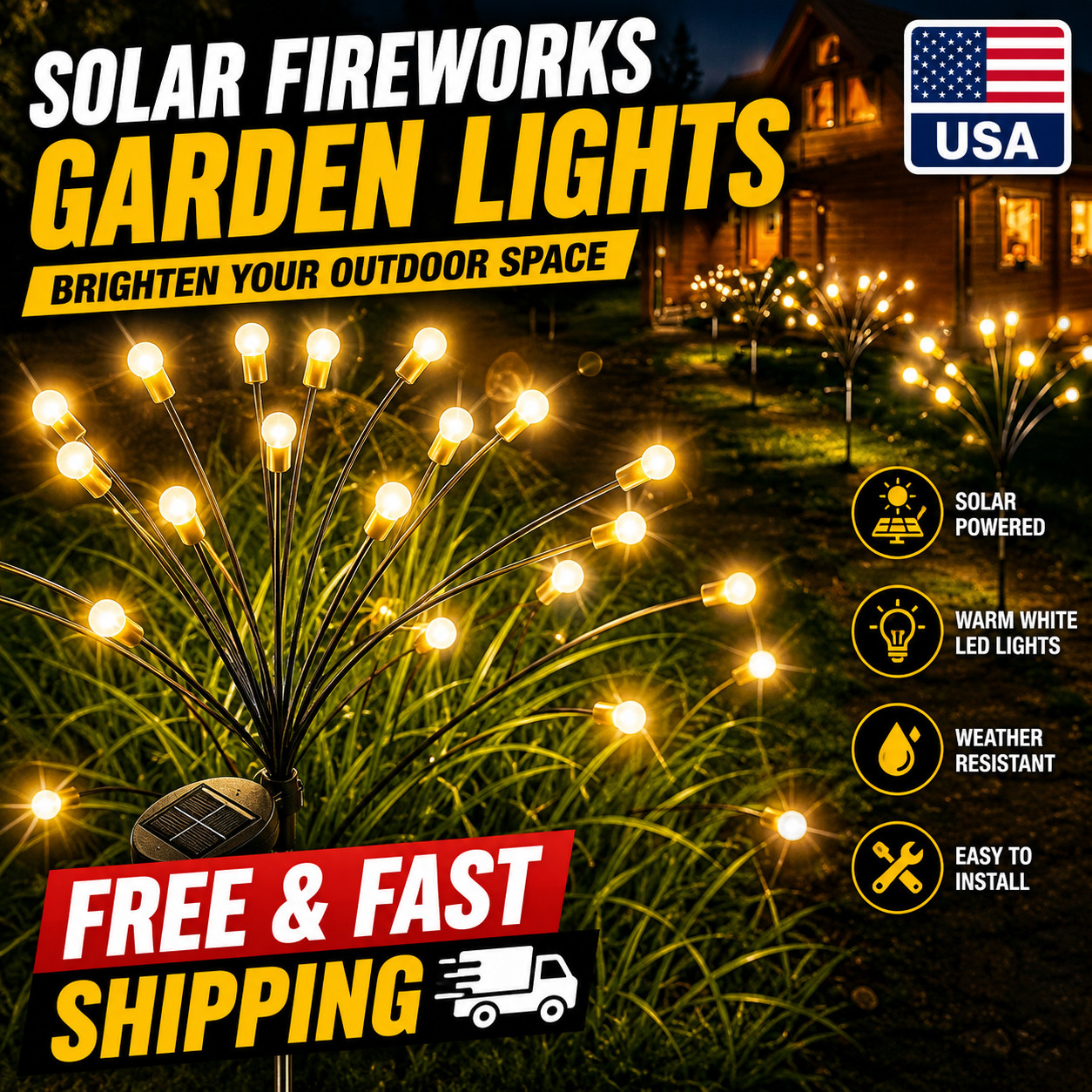 Garden Lights-new Upgraded Solar Powered Lights Outdoor Waterproof Vibran Garden gallery