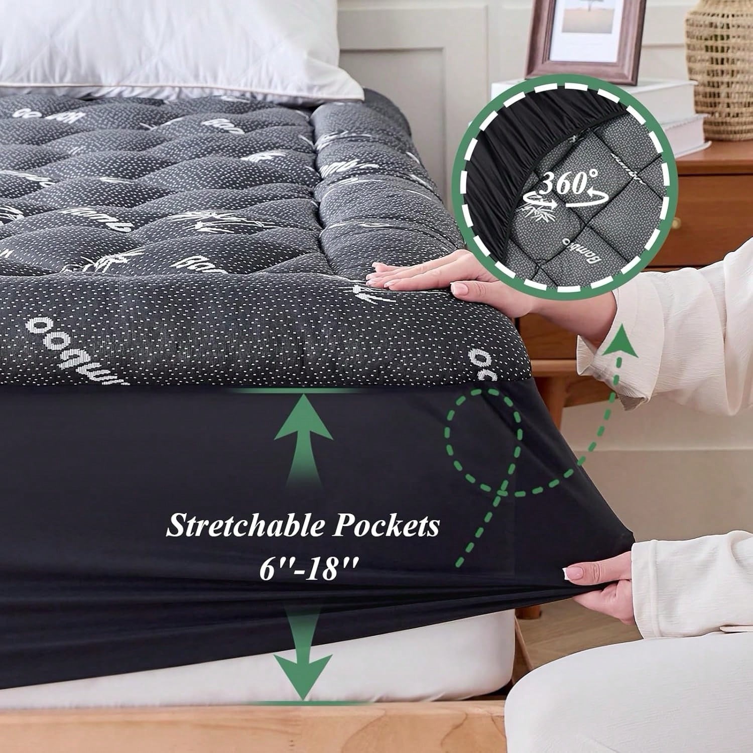 Mattress Topper Viscose Derived From Bamboo, Thick Pillow Top Mattress Pad gallery