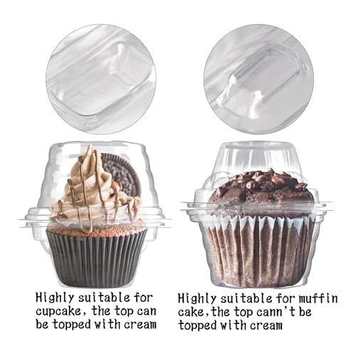 100 Pack Stackable Plastic Cupcake Containers - Deep Dome Holders & Carriers gallery