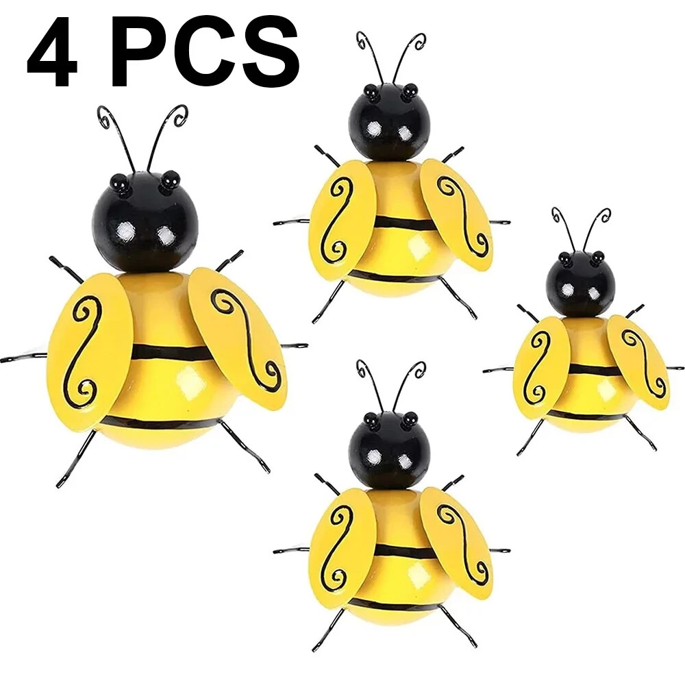 Decorative Metal Bumble Bee Garden Accents - Lawn Ornaments - Set of 4 gallery