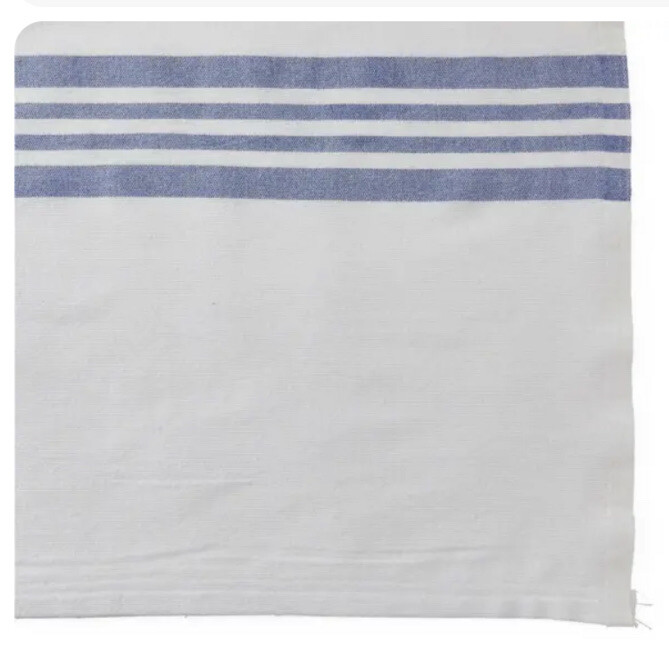 Medline White with Blue Striped Flannel Spread Blanket, Blended 70”x90” New gallery