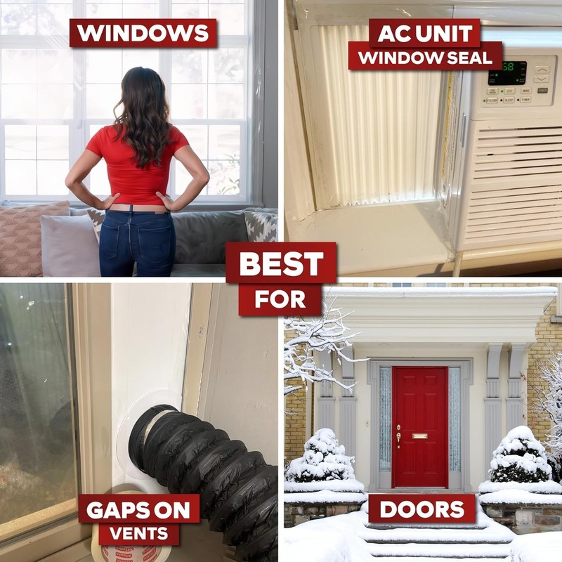 Clear Window Weather Sealing Tape, Draft Stopper Seal Film, Residue-Free, Transp gallery