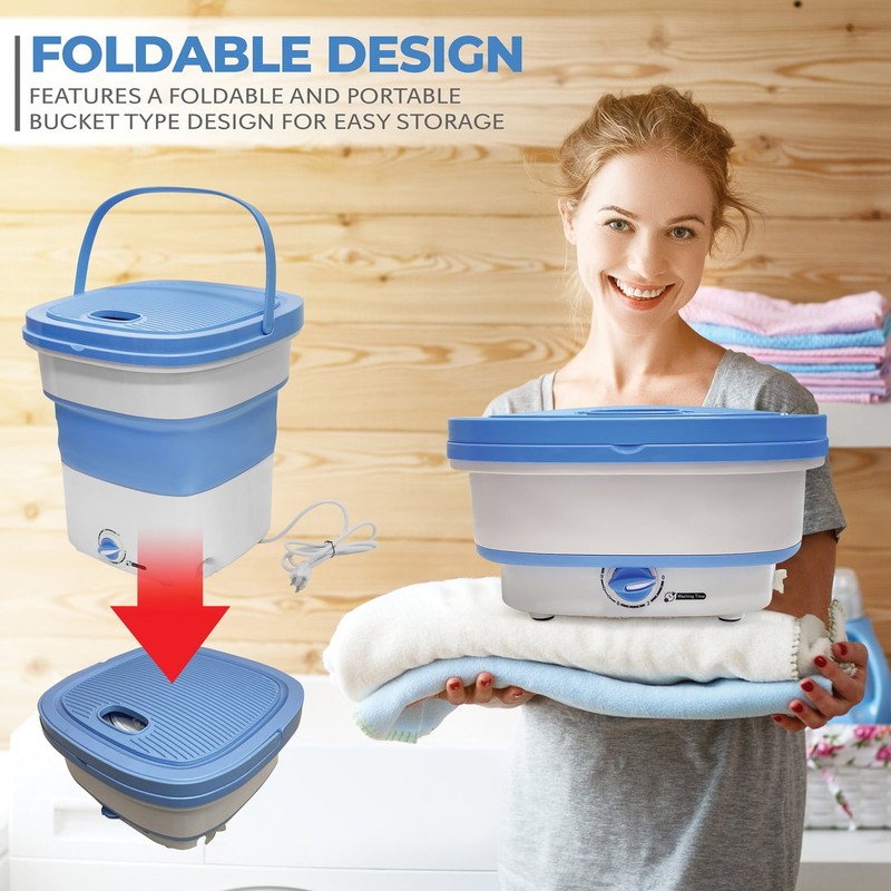Pure Clean PUCWM33 Foldable Lightweight Mini Washing Machine, Top Load gallery