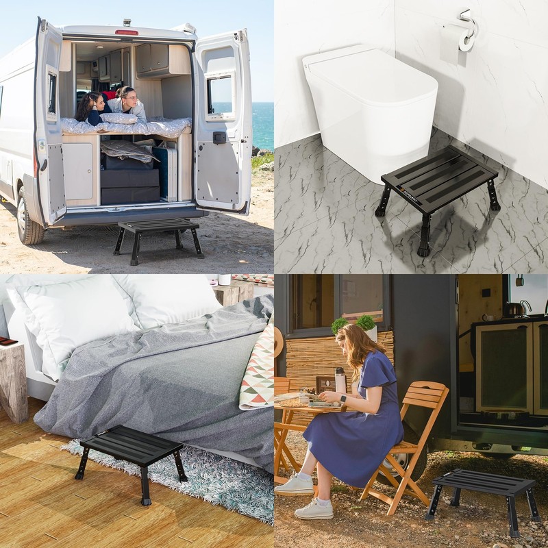 Adjustable RV Step Stool, 3-Step Height Adjustment, Foldable Legs, Wide Anti-... gallery