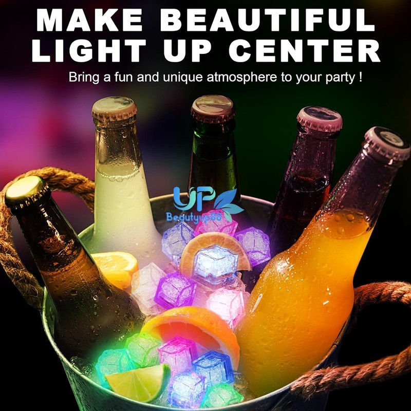 Lots Light Up Ice Cubes for Drinks Multi-Color LED Ice Cubes Waterproof BPA Free gallery
