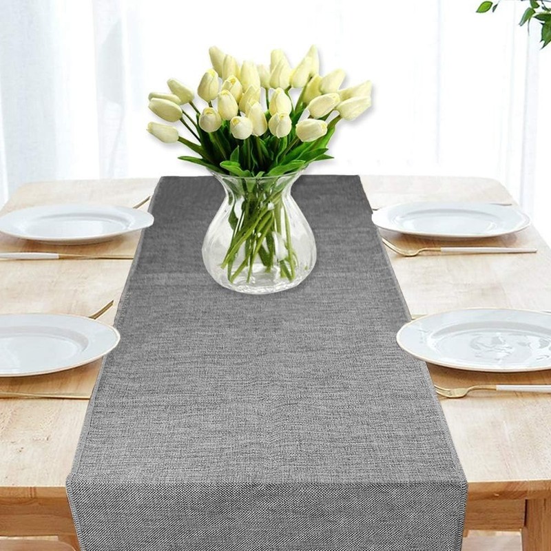 Versatile 14 x 48 Inch Gray Table Runner for Farmhouse Décor & Outdoor Picnics gallery
