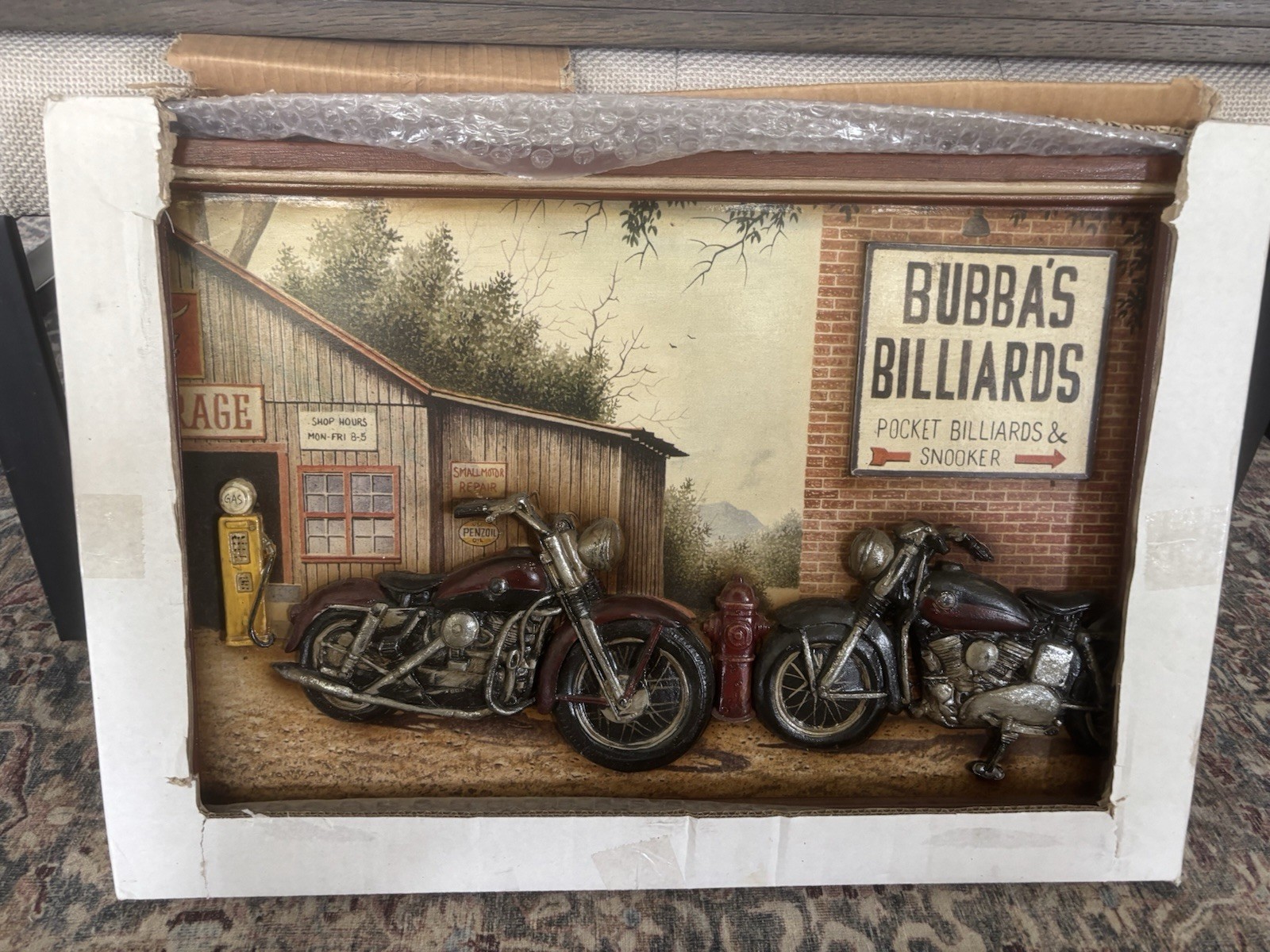 Vintage Motorcycle Garage Wall Sign 3D Effect Wood Resin Billiards 73906 gallery