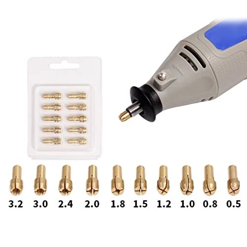 10 Pcs Brass Collet Set Compatible with Dremel 480, 481, 482, 483 3.2mm (1/8 inc gallery