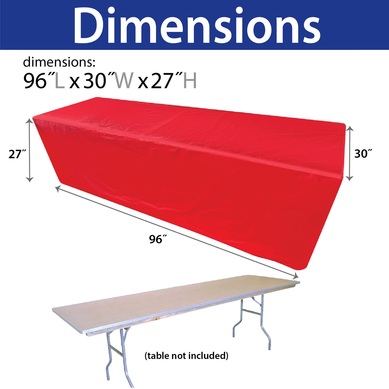 Fitted Vinyl Tablecloth 96x30 Blue Rectangular Banquet Display Table Cover gallery
