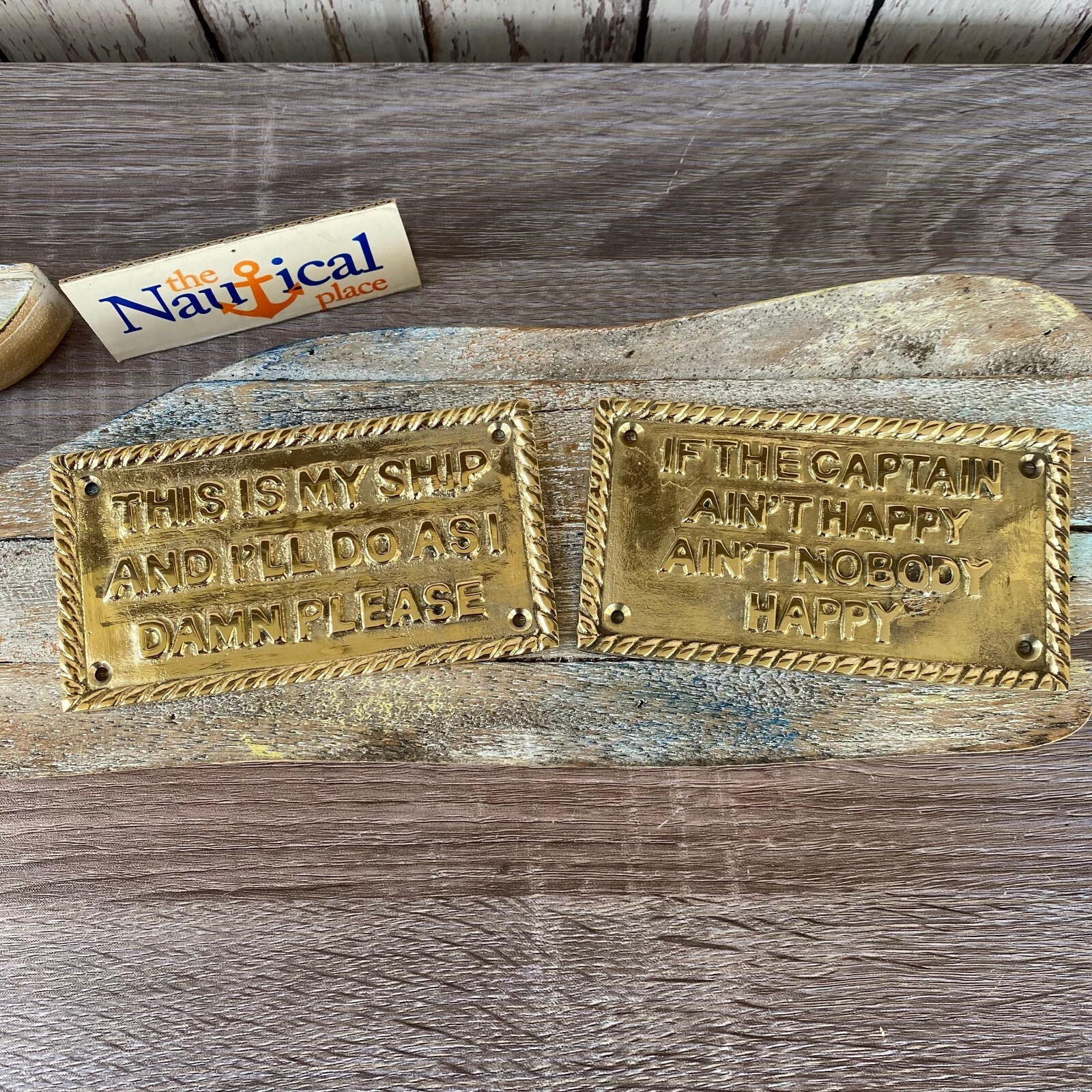 Solid Brass Nautical Signs, This Is My Ship, Captain Ain't Happy, Nautical Decor gallery