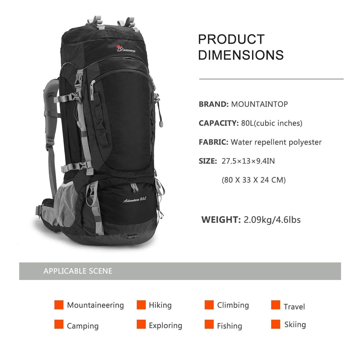 80L Internal Frame Backpack for Man & Women Backpacking Hiking Backpack with ... 2