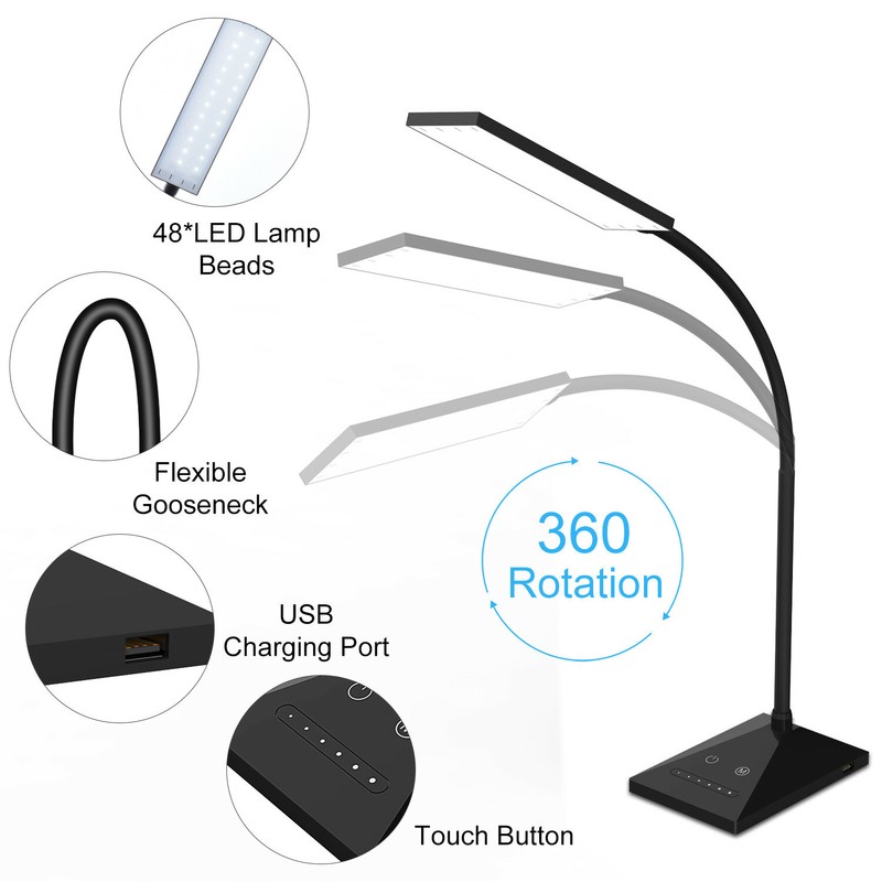 Dimmable LED Desk Table Lamp with USB Charging Touch Control USB Table Base Lamp gallery
