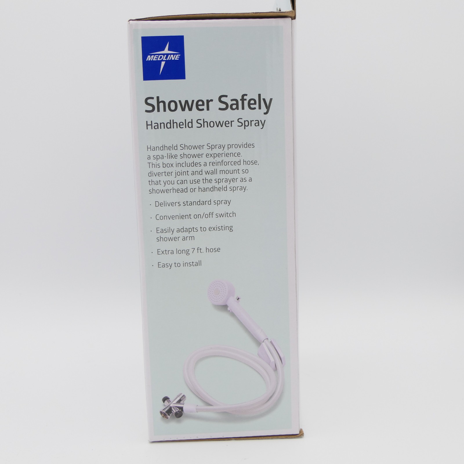 MedLine Shower Safely Handheld Shower Spray Extra Long 7 ft Hose White 1.8 GPM gallery