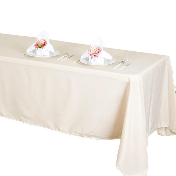 Beige 72x120 RECTANGLE POLYESTER TABLECLOTH Wedding Catering Dinner Supplies gallery