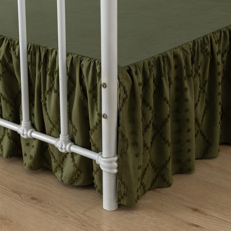 Tsutomi Bed Skirt Queen Size Ruffled Bed Skirt Split Corners 18 Inch Drop Dust gallery