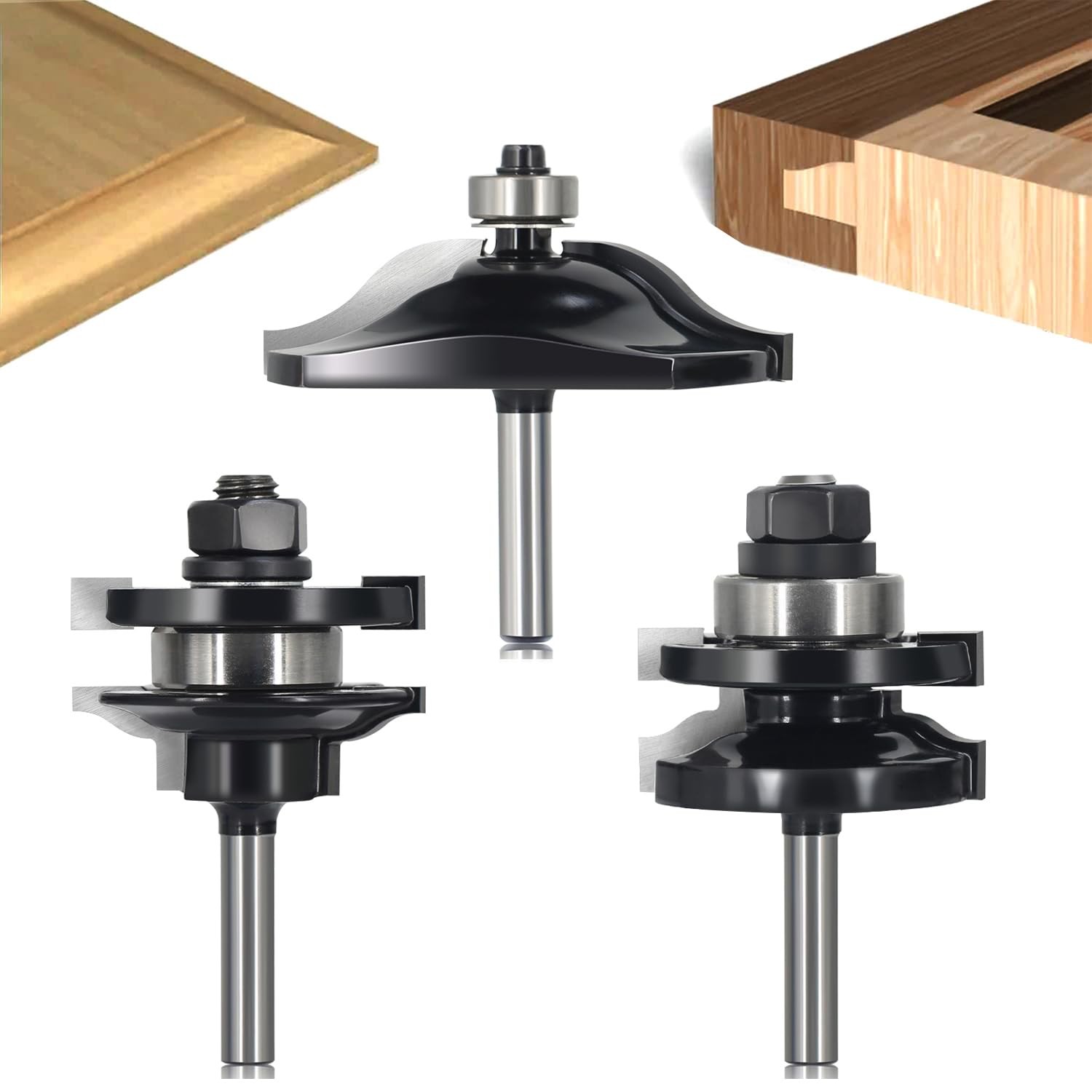 3PCS Cabinet Door Router Bit Set 1/4 Shank, Raised Panel Shank gallery