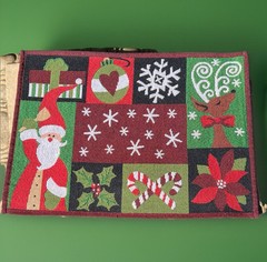 6 Tapestry Polyester Cotton Blend Placemats Holiday Santa Winter Scene 19×13″