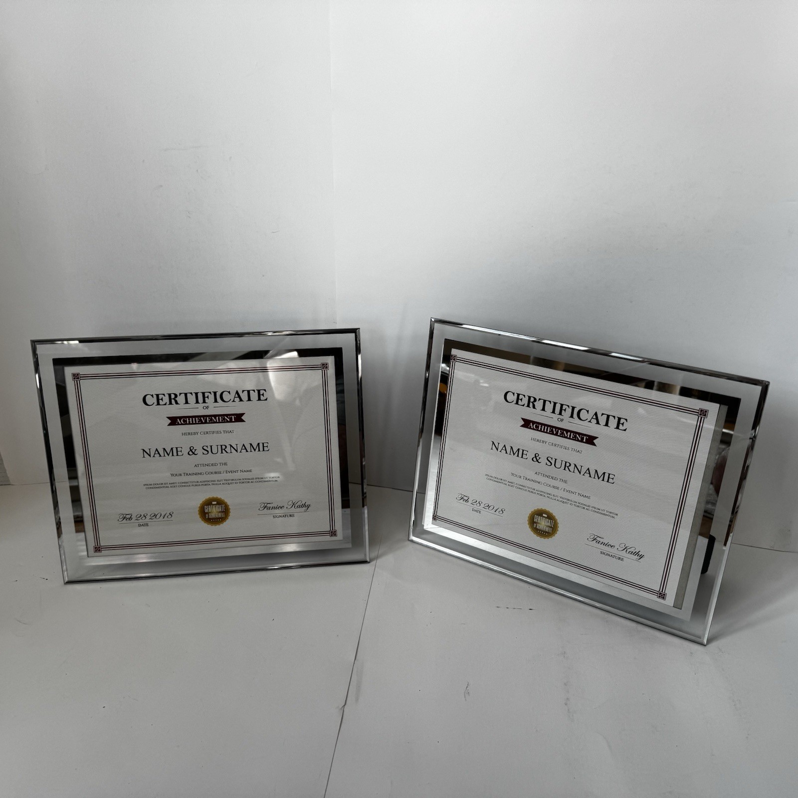 Certificate Of Achievement Picture Frame Lot Of 2, Both Frames Have A Minor Chip gallery