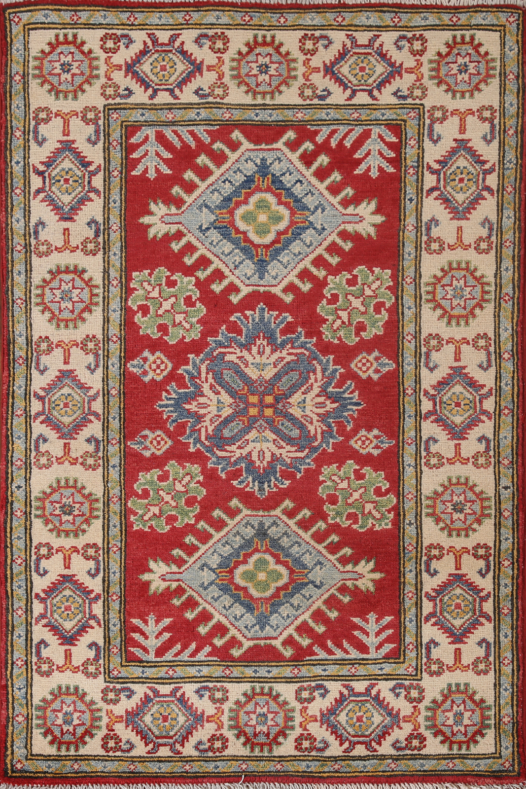 Vibrant Kazak Pakistani Rug Handmade Tradition Geometric Patterns Wool 3x4 ft gallery