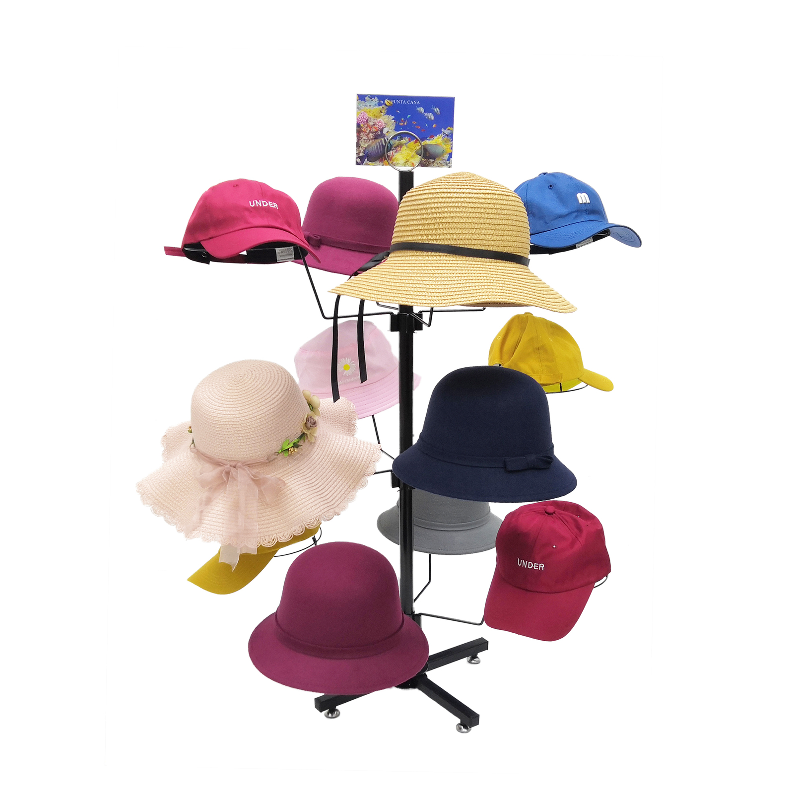 Countertop Hat Rack Headwear Wig Cap Display Tabletop Stand 24x24x37" 3-Tier 12 gallery