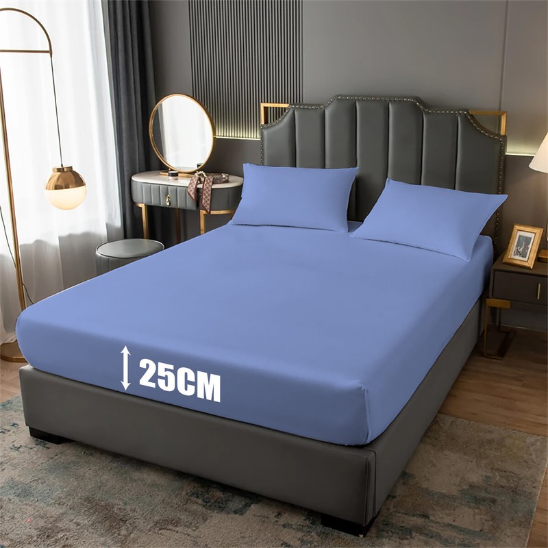 Extra Deep 25cm Full Fitted Sheet Bed Sheets Single Double King Size Pillowcases gallery