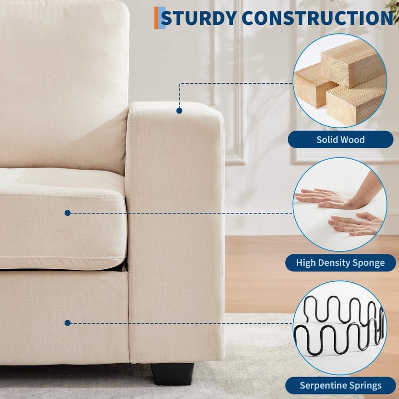 Cloud Couch 90" Sofa Loveseat USB Type-C Removable Covers Wide Armrest Small Spa gallery