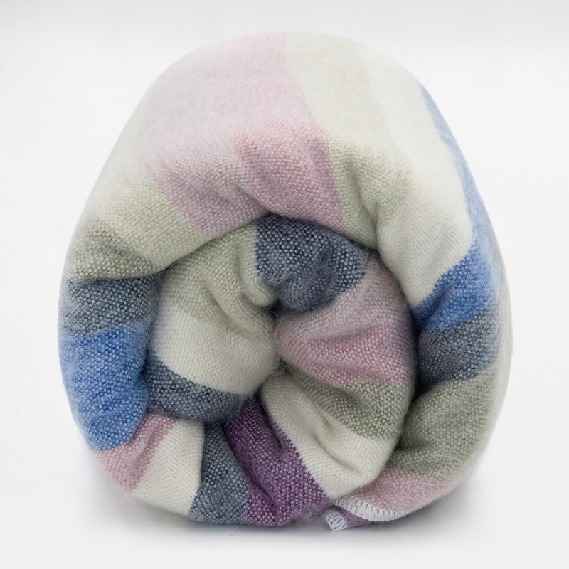 SOFT & WARM STRIPED ALPACA WOOL BLANKET QUEEN BED SOFA THROW PASTEL RAINBOW gallery